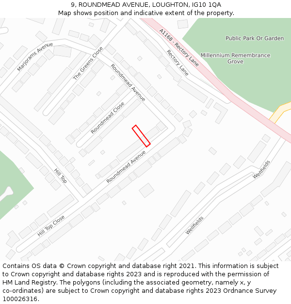 9, ROUNDMEAD AVENUE, LOUGHTON, IG10 1QA: Location map and indicative extent of plot