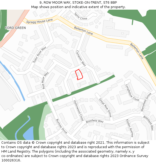 9, ROW MOOR WAY, STOKE-ON-TRENT, ST6 8BP: Location map and indicative extent of plot