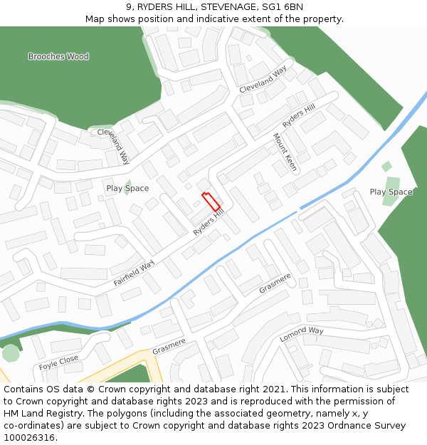 9, RYDERS HILL, STEVENAGE, SG1 6BN: Location map and indicative extent of plot