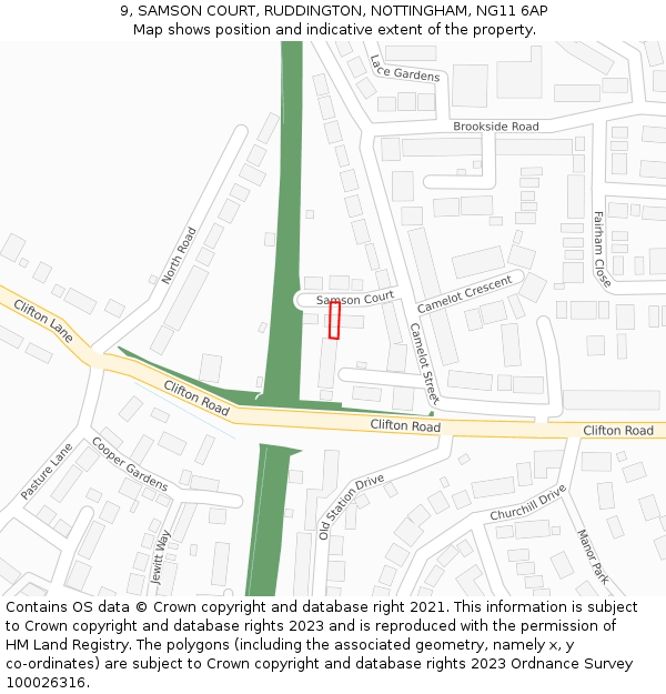 9, SAMSON COURT, RUDDINGTON, NOTTINGHAM, NG11 6AP: Location map and indicative extent of plot