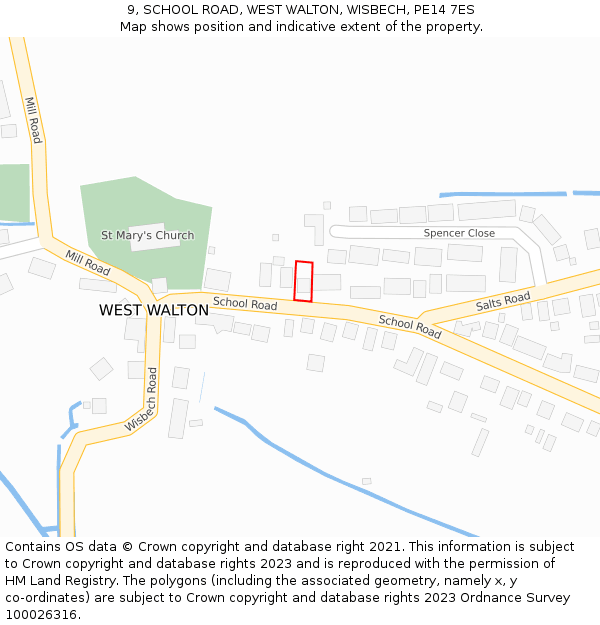 9, SCHOOL ROAD, WEST WALTON, WISBECH, PE14 7ES: Location map and indicative extent of plot