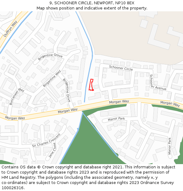 9, SCHOONER CIRCLE, NEWPORT, NP10 8EX: Location map and indicative extent of plot