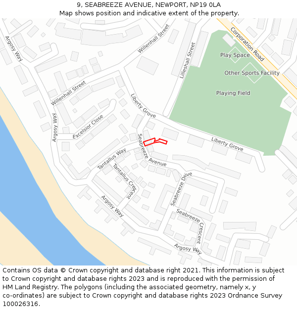 9, SEABREEZE AVENUE, NEWPORT, NP19 0LA: Location map and indicative extent of plot