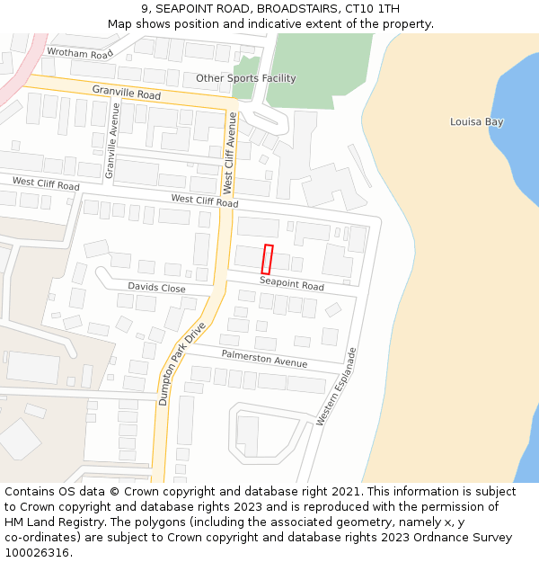 9, SEAPOINT ROAD, BROADSTAIRS, CT10 1TH: Location map and indicative extent of plot