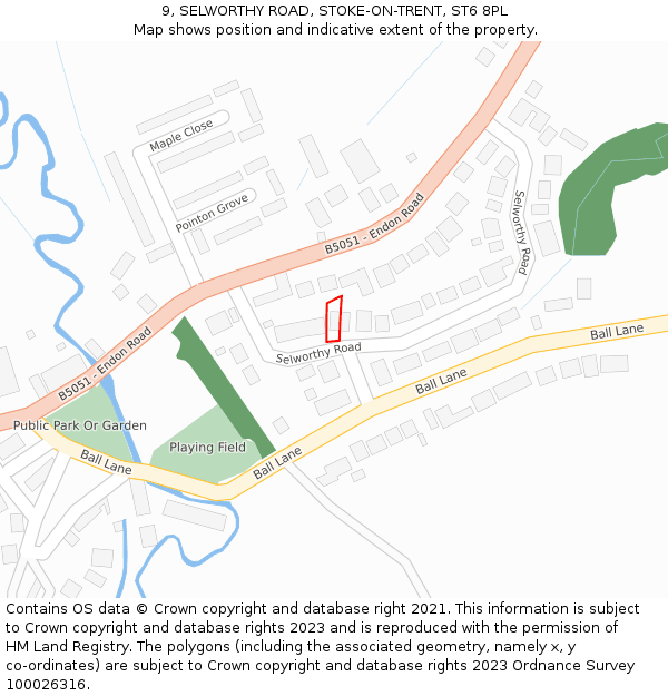 9, SELWORTHY ROAD, STOKE-ON-TRENT, ST6 8PL: Location map and indicative extent of plot