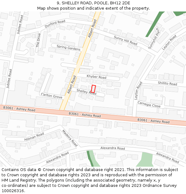 9, SHELLEY ROAD, POOLE, BH12 2DE: Location map and indicative extent of plot