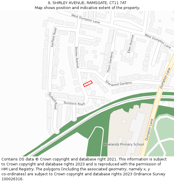 9, SHIRLEY AVENUE, RAMSGATE, CT11 7AT: Location map and indicative extent of plot