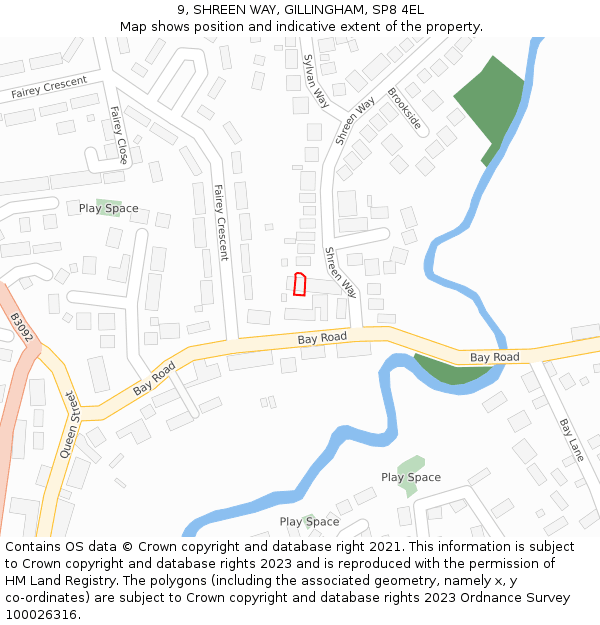 9, SHREEN WAY, GILLINGHAM, SP8 4EL: Location map and indicative extent of plot