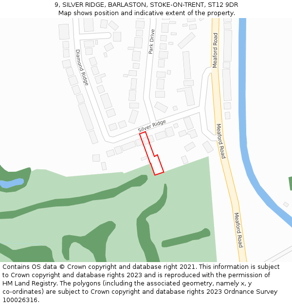 9, SILVER RIDGE, BARLASTON, STOKE-ON-TRENT, ST12 9DR: Location map and indicative extent of plot