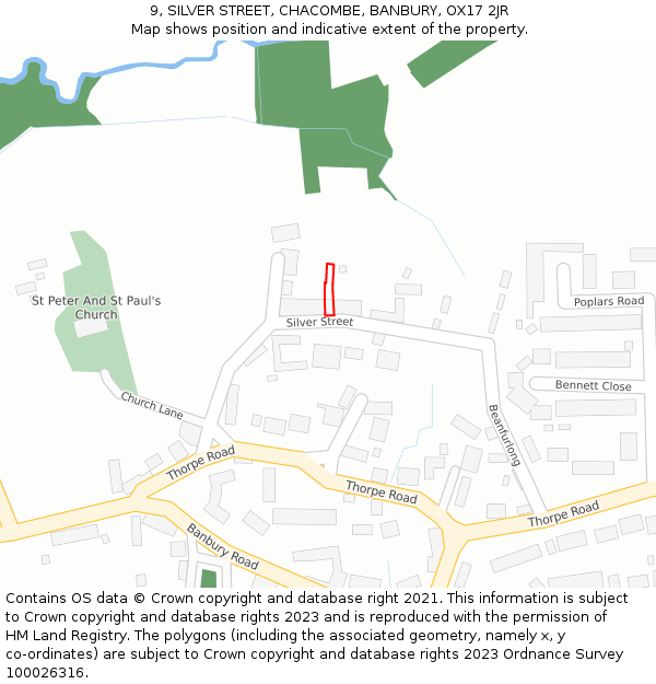 9, SILVER STREET, CHACOMBE, BANBURY, OX17 2JR: Location map and indicative extent of plot