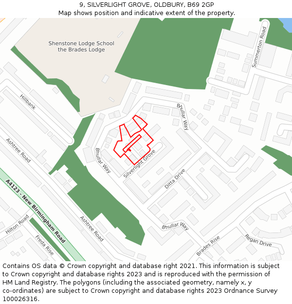 9, SILVERLIGHT GROVE, OLDBURY, B69 2GP: Location map and indicative extent of plot