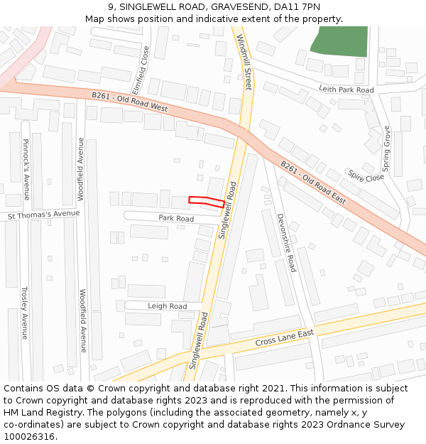 9, SINGLEWELL ROAD, GRAVESEND, DA11 7PN: Location map and indicative extent of plot