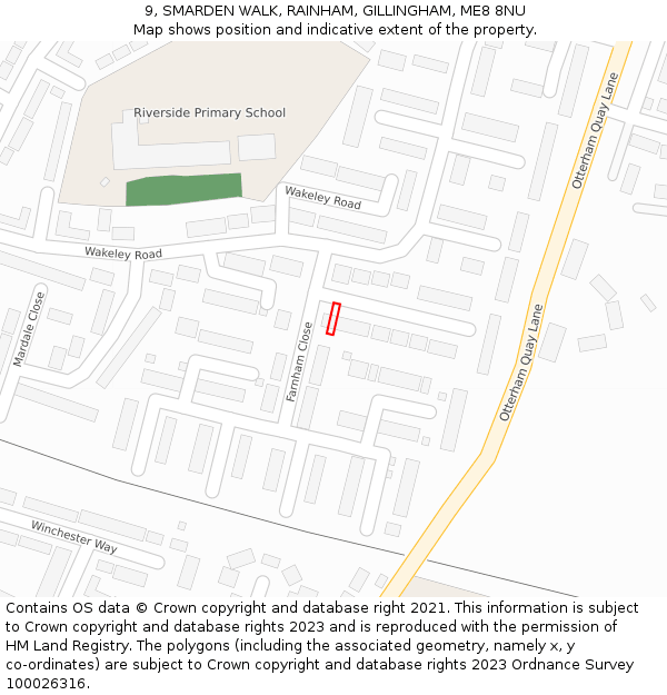 9, SMARDEN WALK, RAINHAM, GILLINGHAM, ME8 8NU: Location map and indicative extent of plot