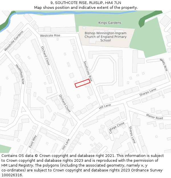 9, SOUTHCOTE RISE, RUISLIP, HA4 7LN: Location map and indicative extent of plot