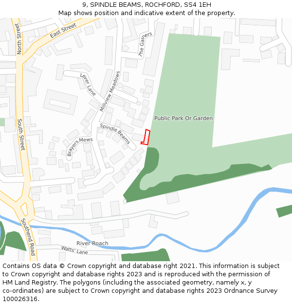 9, SPINDLE BEAMS, ROCHFORD, SS4 1EH: Location map and indicative extent of plot