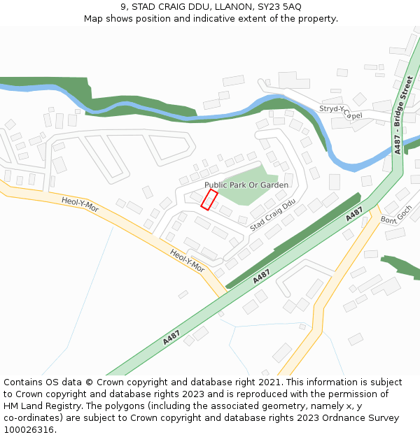 9, STAD CRAIG DDU, LLANON, SY23 5AQ: Location map and indicative extent of plot