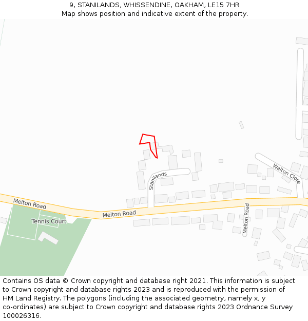 9, STANILANDS, WHISSENDINE, OAKHAM, LE15 7HR: Location map and indicative extent of plot