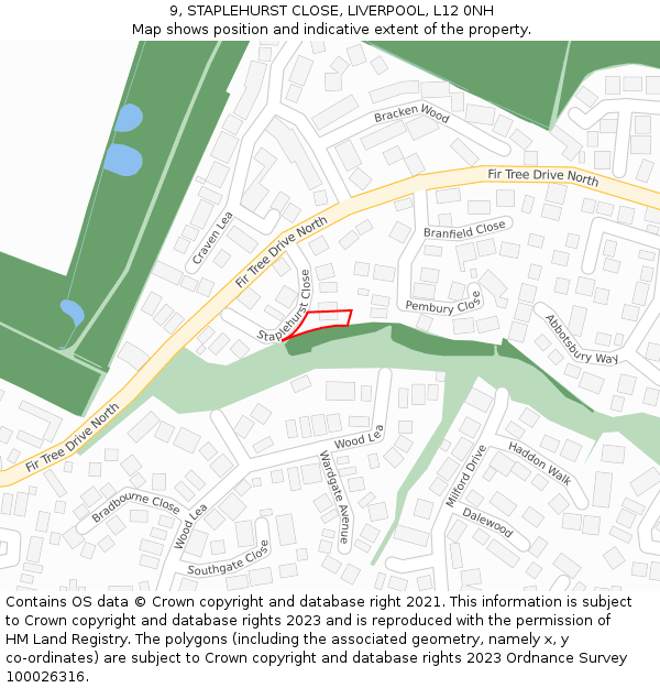 9, STAPLEHURST CLOSE, LIVERPOOL, L12 0NH: Location map and indicative extent of plot