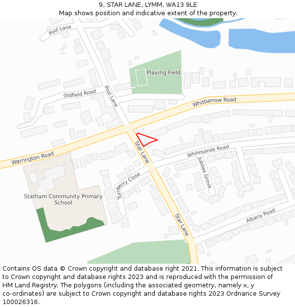 9, STAR LANE, LYMM, WA13 9LE: Location map and indicative extent of plot