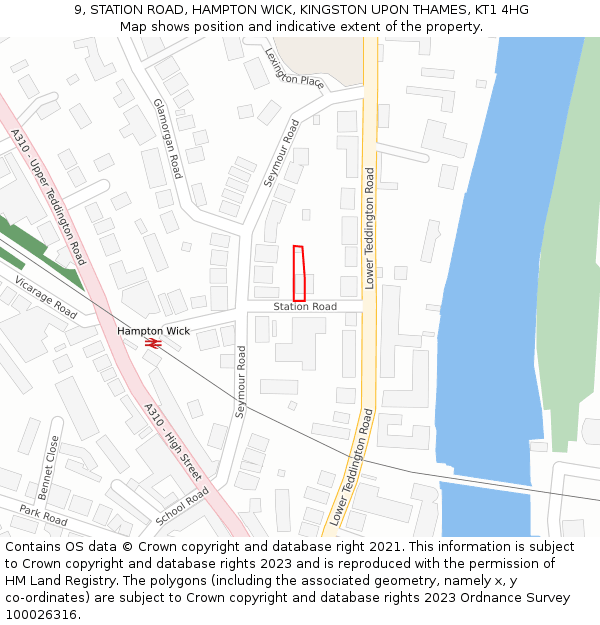 9, STATION ROAD, HAMPTON WICK, KINGSTON UPON THAMES, KT1 4HG: Location map and indicative extent of plot