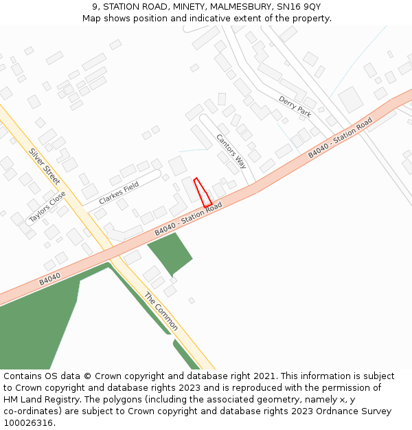 9, STATION ROAD, MINETY, MALMESBURY, SN16 9QY: Location map and indicative extent of plot