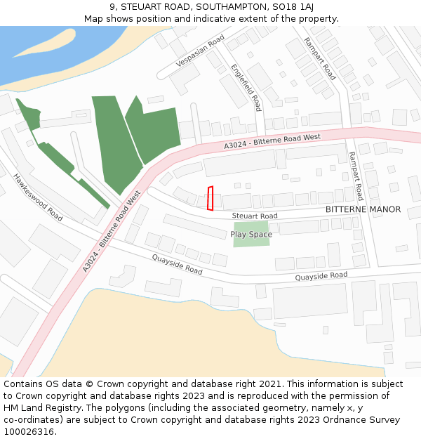 9, STEUART ROAD, SOUTHAMPTON, SO18 1AJ: Location map and indicative extent of plot