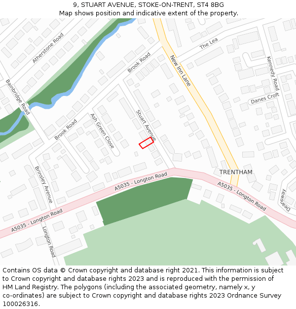 9, STUART AVENUE, STOKE-ON-TRENT, ST4 8BG: Location map and indicative extent of plot