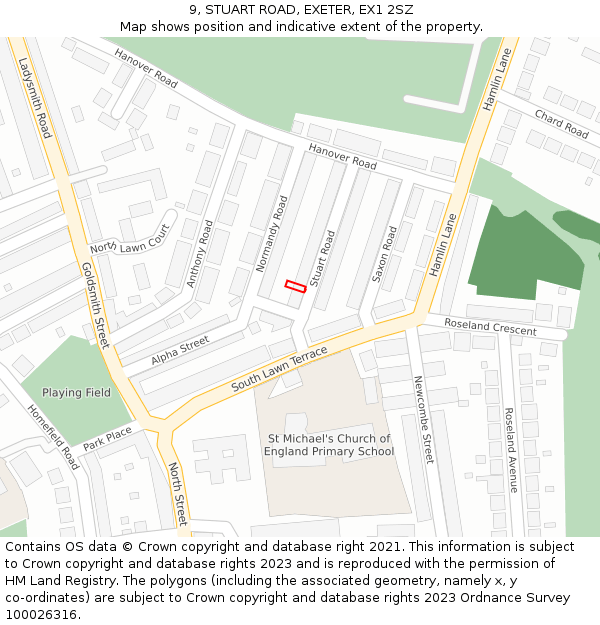 9, STUART ROAD, EXETER, EX1 2SZ: Location map and indicative extent of plot