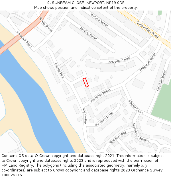 9, SUNBEAM CLOSE, NEWPORT, NP19 0DF: Location map and indicative extent of plot