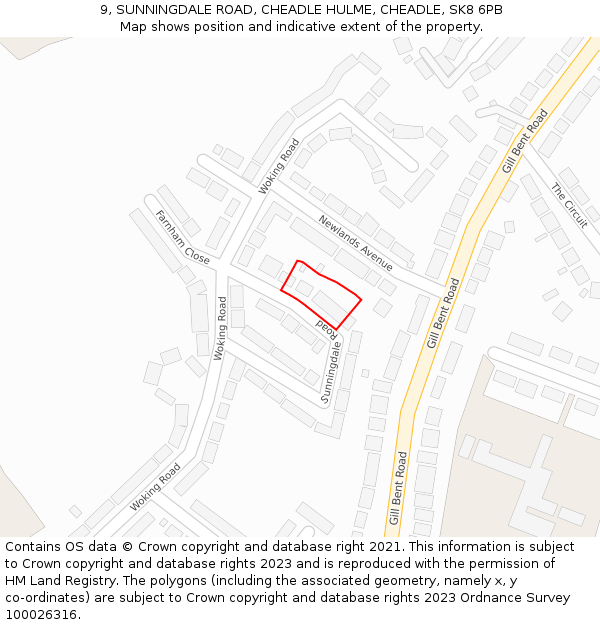 9, SUNNINGDALE ROAD, CHEADLE HULME, CHEADLE, SK8 6PB: Location map and indicative extent of plot