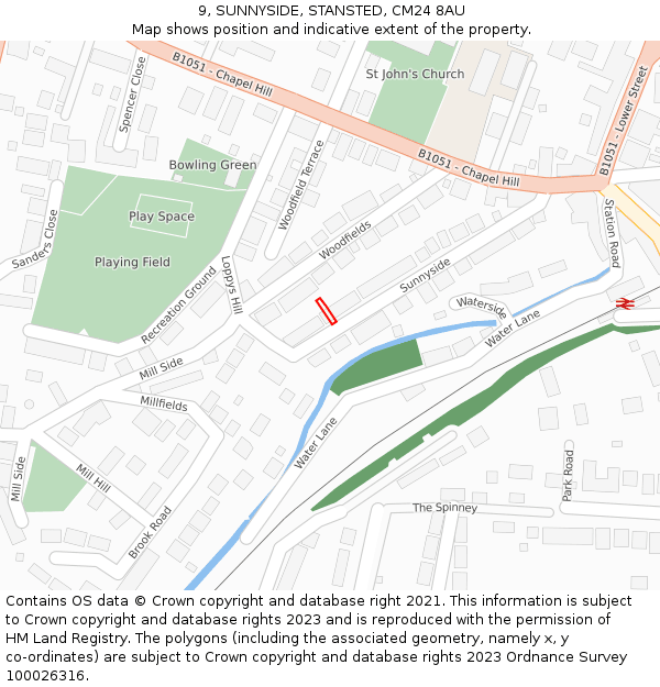 9, SUNNYSIDE, STANSTED, CM24 8AU: Location map and indicative extent of plot