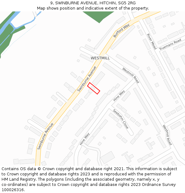 9, SWINBURNE AVENUE, HITCHIN, SG5 2RG: Location map and indicative extent of plot