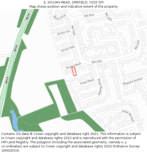 9, SYLVAN MEAD, DRIFFIELD, YO25 5FF: Location map and indicative extent of plot
