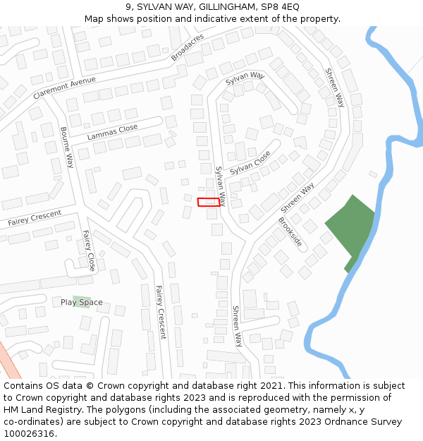 9, SYLVAN WAY, GILLINGHAM, SP8 4EQ: Location map and indicative extent of plot