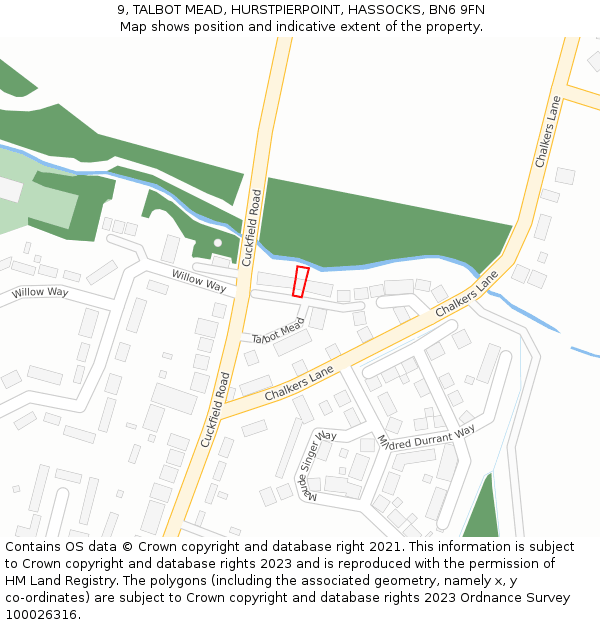 9, TALBOT MEAD, HURSTPIERPOINT, HASSOCKS, BN6 9FN: Location map and indicative extent of plot