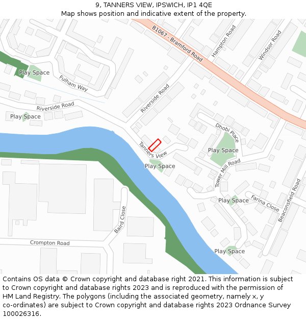 9, TANNERS VIEW, IPSWICH, IP1 4QE: Location map and indicative extent of plot