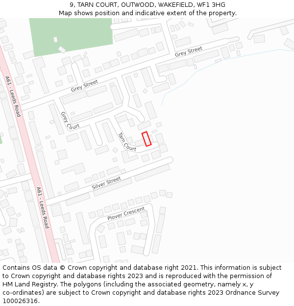 9, TARN COURT, OUTWOOD, WAKEFIELD, WF1 3HG: Location map and indicative extent of plot