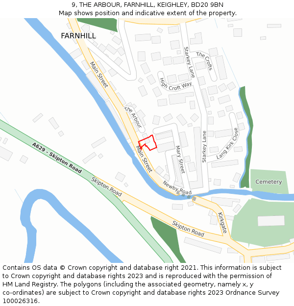 9, THE ARBOUR, FARNHILL, KEIGHLEY, BD20 9BN: Location map and indicative extent of plot