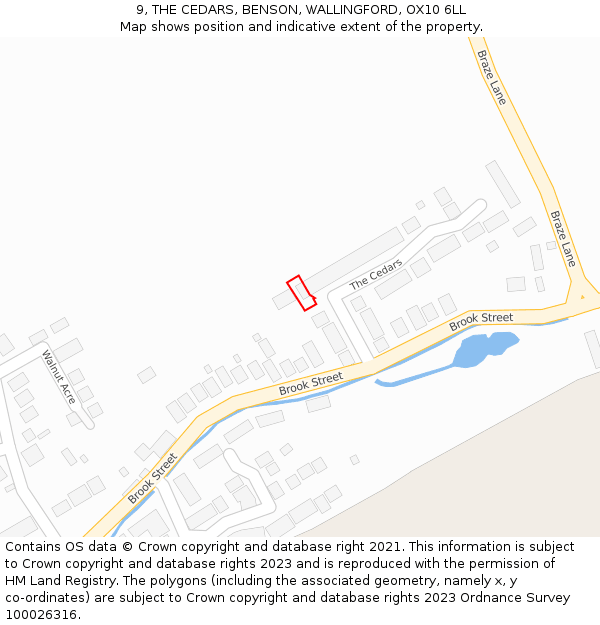 9, THE CEDARS, BENSON, WALLINGFORD, OX10 6LL: Location map and indicative extent of plot