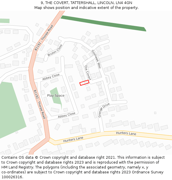 9, THE COVERT, TATTERSHALL, LINCOLN, LN4 4GN: Location map and indicative extent of plot