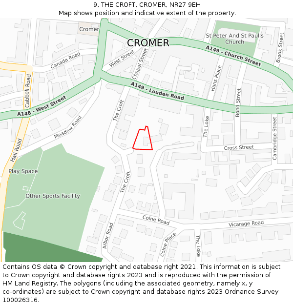 9, THE CROFT, CROMER, NR27 9EH: Location map and indicative extent of plot