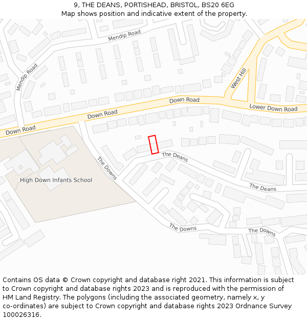 9, THE DEANS, PORTISHEAD, BRISTOL, BS20 6EG: Location map and indicative extent of plot