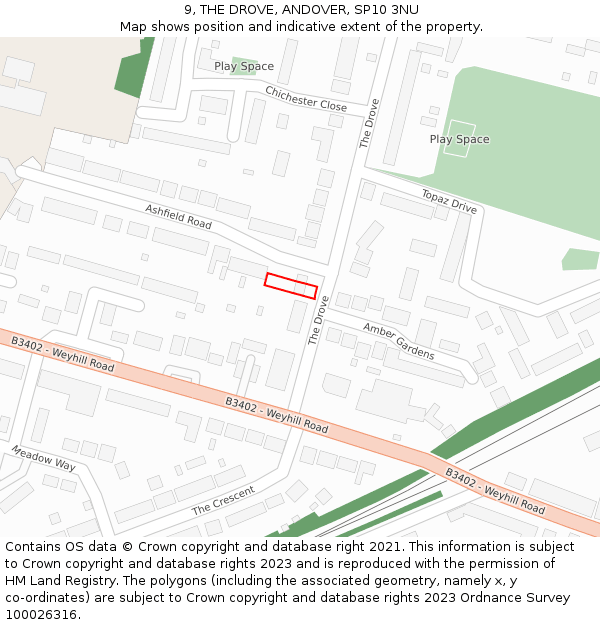 9, THE DROVE, ANDOVER, SP10 3NU: Location map and indicative extent of plot