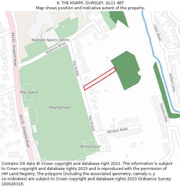 9, THE KNAPP, DURSLEY, GL11 4BT: Location map and indicative extent of plot