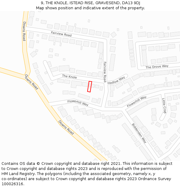 9, THE KNOLE, ISTEAD RISE, GRAVESEND, DA13 9DJ: Location map and indicative extent of plot