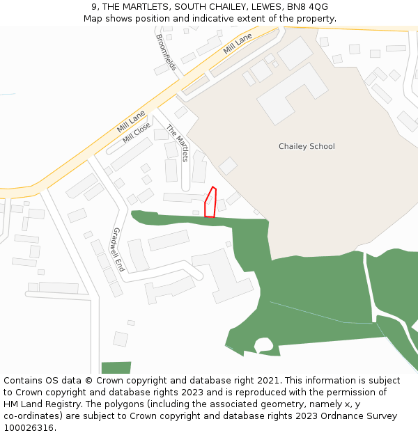 9, THE MARTLETS, SOUTH CHAILEY, LEWES, BN8 4QG: Location map and indicative extent of plot