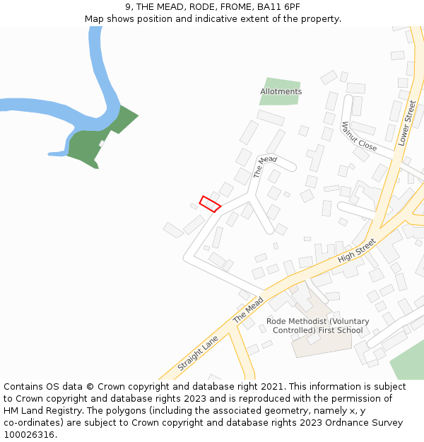 9, THE MEAD, RODE, FROME, BA11 6PF: Location map and indicative extent of plot