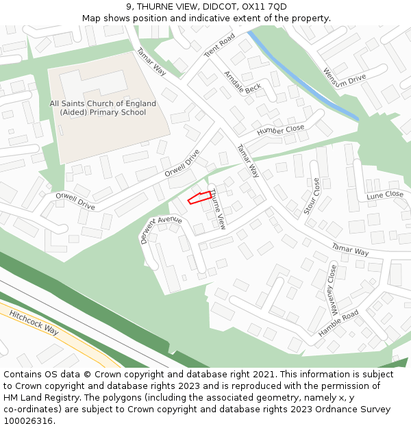 9, THURNE VIEW, DIDCOT, OX11 7QD: Location map and indicative extent of plot
