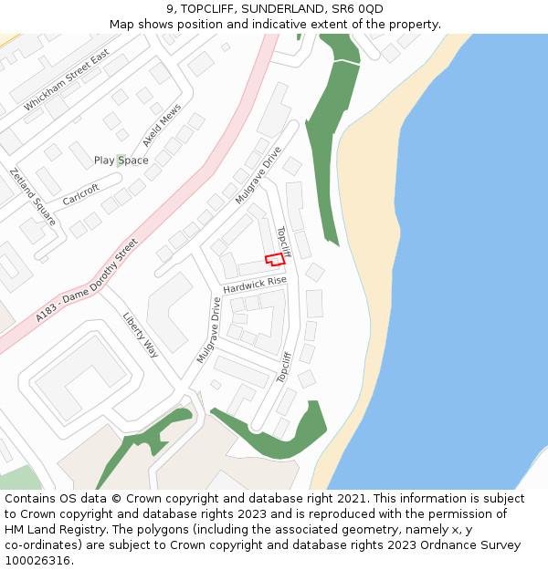 9, TOPCLIFF, SUNDERLAND, SR6 0QD: Location map and indicative extent of plot