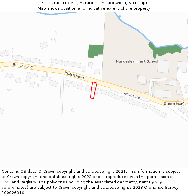 9, TRUNCH ROAD, MUNDESLEY, NORWICH, NR11 8JU: Location map and indicative extent of plot